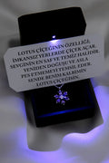 Rodyumlu Işıklı Kutuda Ametist Taşlı Lotus Kolye 925 Ayar Komple Gümüş