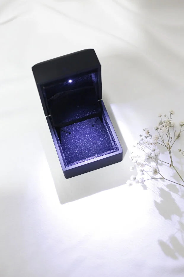 Rodyumlu Işıklı Kutuda Ametist Taşlı Lotus Kolye 925 Ayar Komple Gümüş